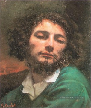  Gustav Peintre - Portrait d’un homme réaliste avec un réalisme de tuyau réalisme peintre Gustave Courbet